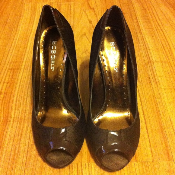 BCBG Shoes - BCBG Girls Brown Peep-Toe High Heels